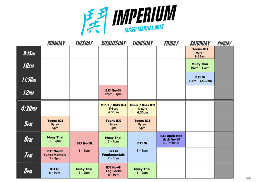 Imperium Timetable April 24